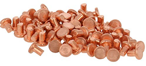 MroMax Lot de 200 rivets en cuivre à tête plate de 3 mm de long et 4 mm de diamètre