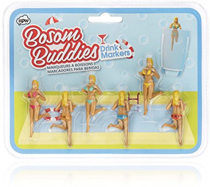NPW Bosom Buddies Marqueurs de verre à cocktail, Small, Plastique