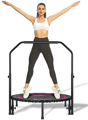Darchen Mini trampolino da 200 kg per adulti, piccolo trampolino da interno per esercizi di rimbalzo per allenamento fitness per un rimbalzo silenzioso e sicuro, [100 cm] (550FHB-rosa)