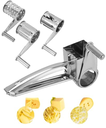 Rallador de queso rotatorio, rallador de queso de mano, rallador de parmesano de acero inoxidable Trituradora de vegetales rotativa, trituradora de frutas(#1)