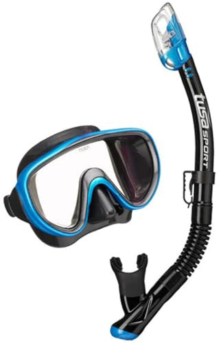 TUSA Sport UC1625 Mask and Snorkel Set Adult Black Series Black/Fishtail Blue