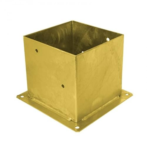 GRUNDLINE - Aufschraubhülse 200x200 - Bodenhülsen für Holzpfosten - Pfostenträger aufschrauben - Bodenhülse mit Ankerplatte - Anker - Pfostenschuh feuerverzinkt - Stützenfuß - Holzverbinder