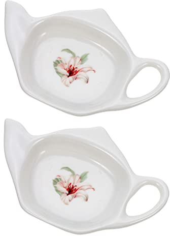 Porte-Sachet de Thé en Céramique 2 Pièces, Coupelle