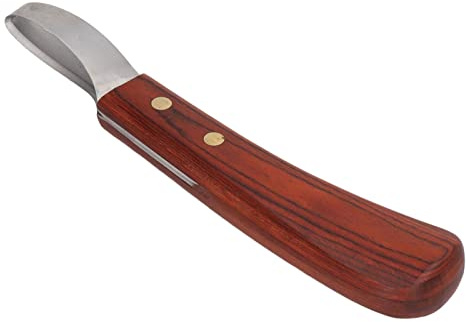 Hoof Knife, Durable Multifunctional Farrier Tool, Horse Trimming Knife with Comfortable Rubber Wood Handle for Equine Care, Farming, Veterinary Use, Livestock Handling