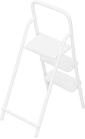 1/12 Miniature Step Ladder, Metal Dollhouse 3 Step Ladder Wear Resistant Stable Delicate Texture for Mini House Accessories(White)