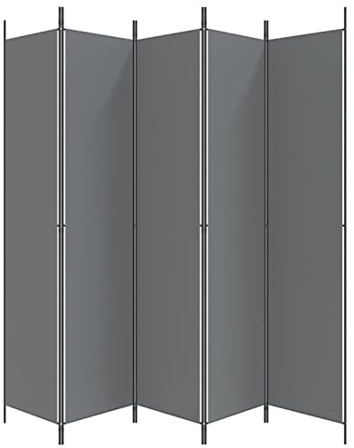 Homgoday Divisorio a 5 Pannelli Antracite 250x220 cm Tessuto, Privacy Divisorio per Ambienti, Pieghevoli Paravento da Interno Separé Divisorio Pannelli Divisori Decorativi per Interni Casa Ufficio