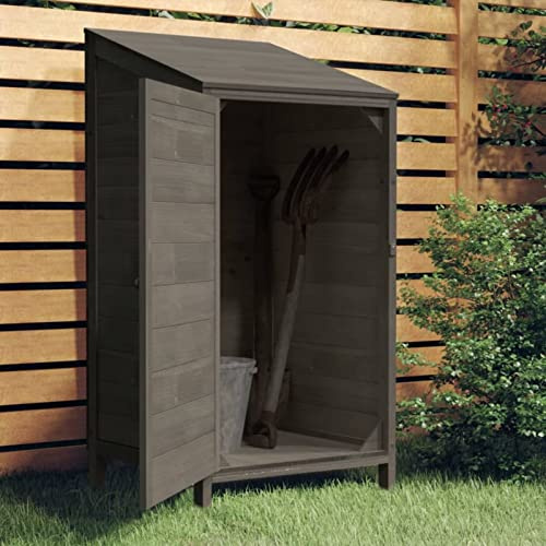 ZEYUAN Geräteschuppen, Gartenhaus, Gerätehaus, Fahrradgarage, Gartenhütte, Geräte Schuppen, Gartengerätehaus, Anthrazit 55x52x112 cm Massivholz Tanne