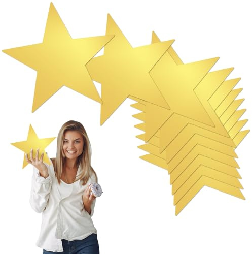 20 stelle di carta dorate, 28 cm, coriandoli a forma di stella con doppia stampa, per matrimoni, decorazioni per feste (oro, 20)