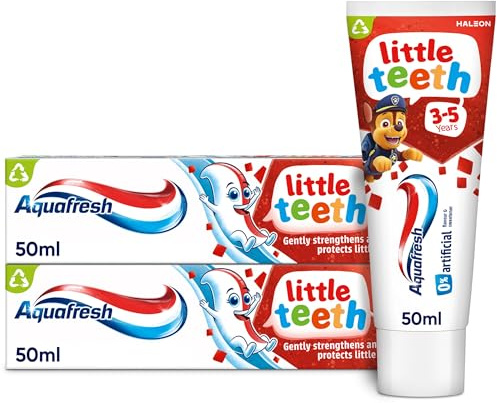 Aquafresh Little Teeth 3-5 years, Kids toothpaste, Gently Strengthens and Protects Little Teeth, Pack of 2 x 75ml