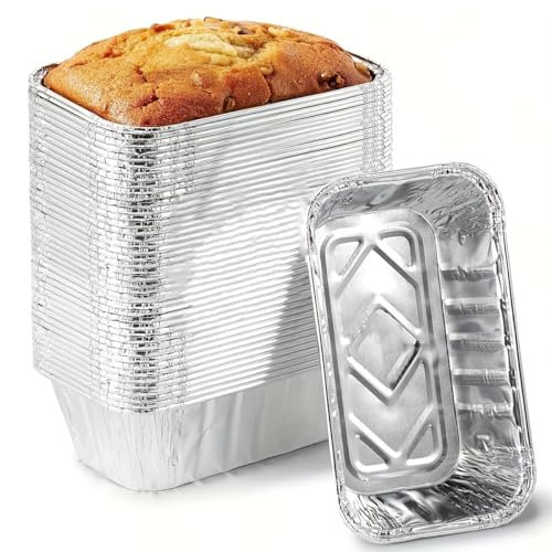 Cobenga 125 Moldes de Papel de Aluminio Desechables - 7,8 x 4 Pulgadas Mini Moldes para Pan y Contenedores de Alimentos