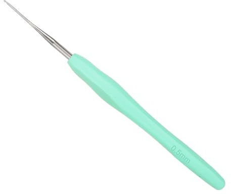 Coopay Häkelnadel 0,5 mm, 1 Stück Metall für Spitzen und feine Häkelnadeln, kleine Häkelnadel mit weichem Griff, ergonomische feine Häkelnadeln aus TPR, 0,5 mm