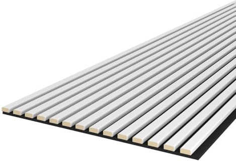 Leiste24 Akustikpaneel 2400 x 600 mm Schwarz Weiß | Lamellenverkleidung mit schwarzem Akustikfilz, Wandverkleidung im Lamellendekor Weiß für moderne Innenräume