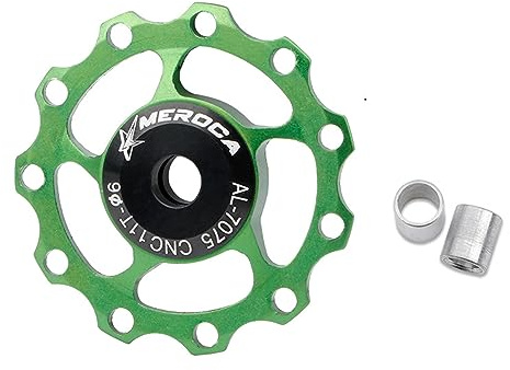 YLME 2Er-Pack Fahrrad-Stützrad 11T/13T Aluminiumlegierung Schaltwerkrolle Mit Metalllagern - Führungsteil Für Mountainbikes Und Rennräder,Grün,11T
