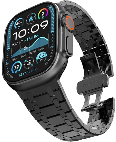 KADES 49mm 46mm 45mm 44mm 42mm(Series 3) Kompatibel mit Apple Watch Armband,Edelstahl Gliederarmband Ersatzarmbänder Geeignet für iWatch Ultra 3 2 1,SE 3 2 1,Series 11 10 9 8 7 6 5 4 3 2 1,Schwarz