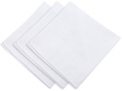 Piriuuo 3 Stück Weiße Herren Taschentücher, Taschentücher aus Bio-Baumwolle Stoff Taschentücher Herren 40 * 40 cm Weiches Taschentuch aus Reiner Baumwolle Kleine Einstecktücher für Frauen und Männer