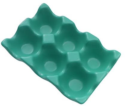 Porte Œufs en Céramique à 6 Compartiments Antidérapant Cuisine | Boîte de Rangement Moderne et Élégante, Conserve les Œufs Stables et Sûrs, Couleur Vert