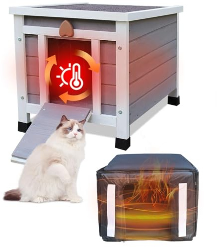 Outdoor Katzenhaus isoliert, Winterfest und wasserdicht | Warmes Unterschlupfhaus für Katzen und Kaninchen mit schützender Auskleidung für den Außenbereich.