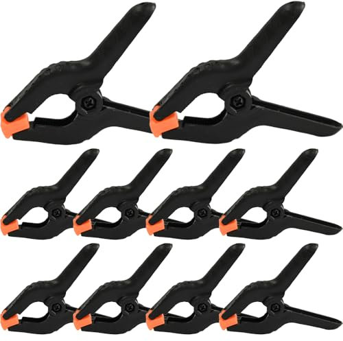 Ram® Pack of 10 Plastic Spring Grip Clamps Heavy Duty 3 INCHES Quick Grip Clamp Wood Work Clamp