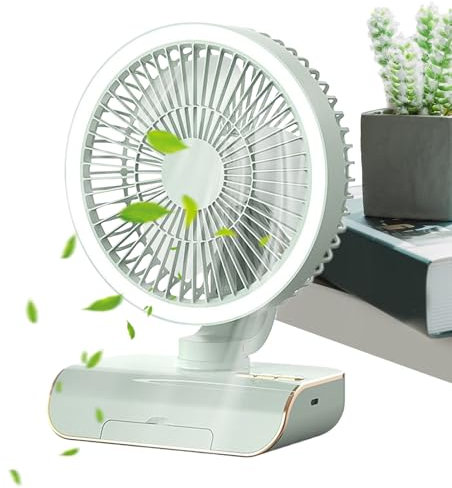 Gungtj Ventilador de mesa, ventilador personal resistente de 5 velocidades, enfriador de aire recargable con batería de 2000 mAh, control remoto, refrigeración silenciosa, 7.09 x 4.13 x 9.84 pulgadas