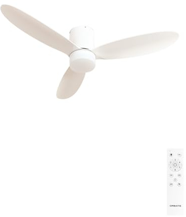 CREATE / WIND LITE/Ventilador de techo con luz blanco con mando / 40W, Silencioso, Ø132 cm, 6 velocidades, programable, función verano-invierno, luz led 3 temperaturas