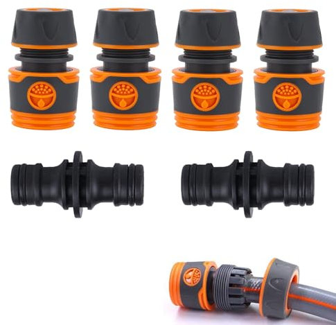 AONAYO Schlauch Kupplung Satz, Schlauchkupplung 1/2 Zoll, 4 Stück Schlauchverbinder 13 Mm Mit 2 Stück Kupplung, Schlauchverbinder 1/2 Zoll Für Familie, Garten
