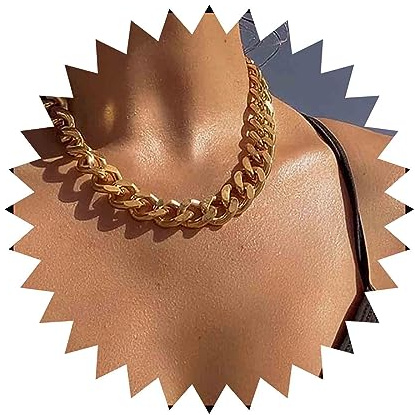 Enautoabs Punk Thick Chunky Chain Necklace Gold Plated Cuban Link Chain Necklaces Hip Hop Turnover Necklace Gothic Metal Chain Statement Necklace for Women