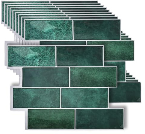CTDMJ - Piastrelle adesive per cucina, 10 pezzi, 3D, autoadesive, impermeabili, paraspruzzi, per bagno e cucina, 29 x 21 cm