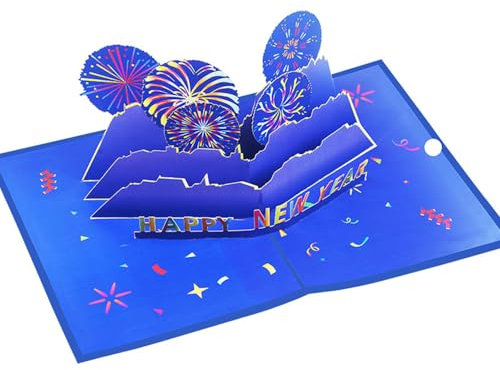 JUNNASALIKER 3D Card Karte Frohes Neues Jahr Grußkarte Mit Farbenfrohen Design Für Neujahr Und Urlaubsgrüße