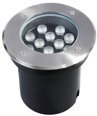 Luces enterrada - Lámpara LED de Paisaje para Suelo, Luces LED de Suelo para Exterior de 12 V, Foco Integrado con Lente óptica Impermeable IP67, lámpara de pie Redonda para Decorar Jardines y Patios,