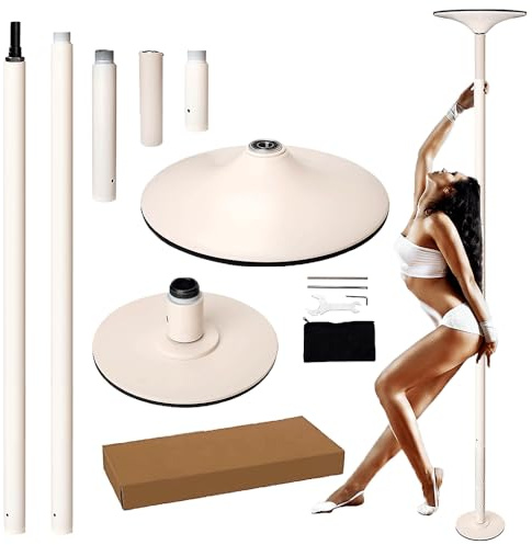 Myxbhgs Barre de danse portable réglable de 45 mm pour la maison, le fitness, le yoga, le studio, le club, la scène, kit de barre statique ou rotative, en acier avec revêtement en poudre blanche et co
