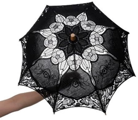 HINAYOSAN Paraguas transpirable delicado patrón de flores de encaje efecto visual, resistente al sol para fotografía, decoración de baile, paraguas para fiesta de noche, paraguas para mujer, blanco