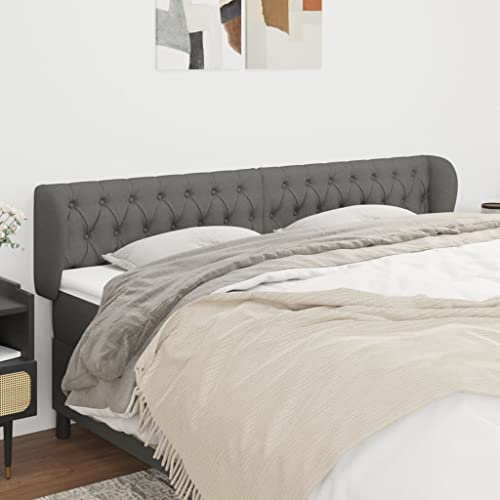 Owoxanthellate Bett-Kopfteil Dunkelgrau 183x23x78/88 cm, Höhenverstellbar, Gepolstertes Rückwand mit Ohren, Massivholz-Beine, Strapazierfähiger Stoff, Modernes Design für Schlafzimmer