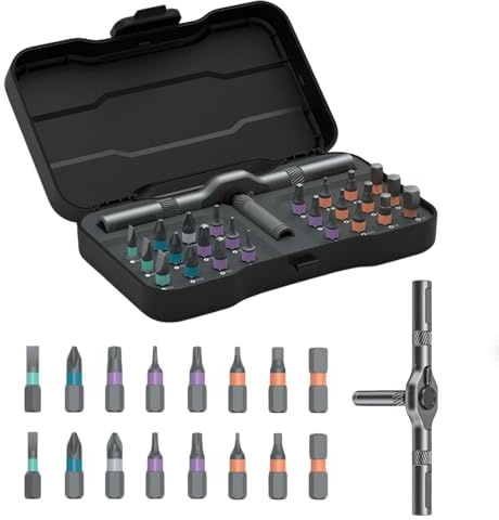 24 in 1 Multi Bit Ratchet Wrench Screwdriver Set with Magnetic Screwdriver Bits, Multi Magnetic Drive Tool with Detachable Ratchet Handle for Home & DIY, Computer, Electronics Repair