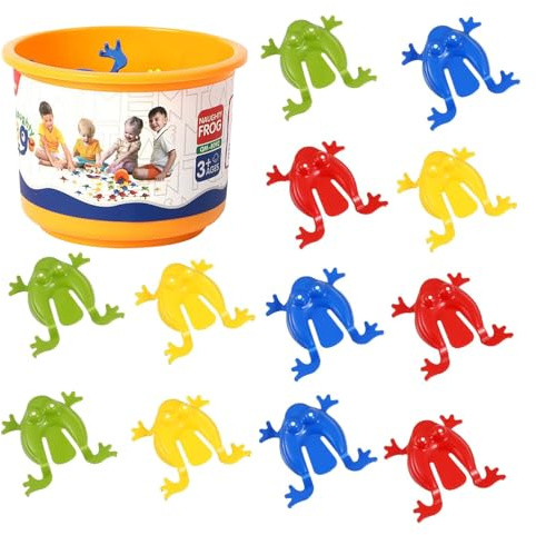 12 Stück Froschs Springen Spiel PP Frösche Hüpfen Spiel, Froschs Hüpf Spiels, Finger Drücken Spielzeug Fröschis, Frosches Hüpfspiel Kinder Überraschung Geschenk Für Hippo Spiels Knackfrosch