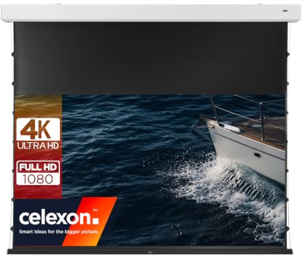 celexon Premium Plus SOUNDVISION Écran motorisé tensionné Acoustique 120 | 265x149cm 16:9 | Écran électrique 4K, Full HD acoustiquement Transparent pour Un Son venant Directement de l’Image