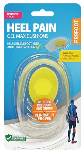 Profoot Gel Max Cushions for Heel Pain - Women's Heel Cushions - Gel Pad Cushions Ideal for Heel Spur, Plantar Fasciitis, Knee & Back Pain - Reduces Pressure and Absorbs Shock