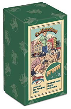 Cayro - Canicas - + 8 Años - Caja Retro y Bolsa de Tela - Juego de Mesa - Niños y Adultos - Canicas de Cristal y Porterías de Madera - 2 a 8 Jugadores