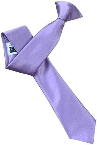 Great British Tie Club Corbatas ajustadas de satén para hombre, Lila, Clip On Tie Length: 20 inches