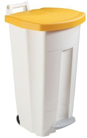 Rossignol Poubelle 90L mobile a pedale, Couleur:Jaune