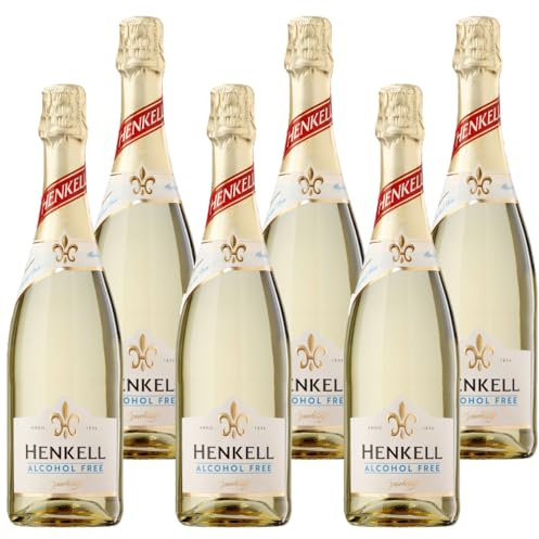 Henkell Alkoholfrei 0,0 Prozent (6 x 0,75 l) - Alkoholfreie Alternative zu Champagner, Crémant, Cava und Sekt, Trocken, feinperlig, erfrischend-fruchtig und frisch im Geschmack, VEGAN