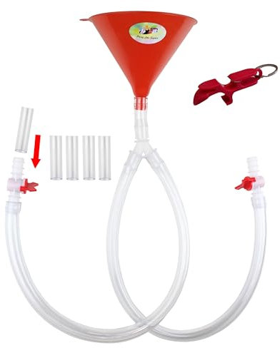Beer Bong Double Header - Premium Beer Funnel - Extra Long 2.5 feet (30 inch) kink free extra thick tube & Leakproof Easy Valves - Use as 5 feet beer bong - Ideal for beer drinking, college parties