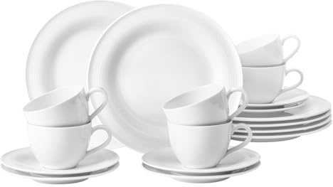 SELTMANN WEIDEN Kaffeeservice 18-teilig BT - Beat - Form: Rund mit Rillenrelief - moderner Stil - Weiß
