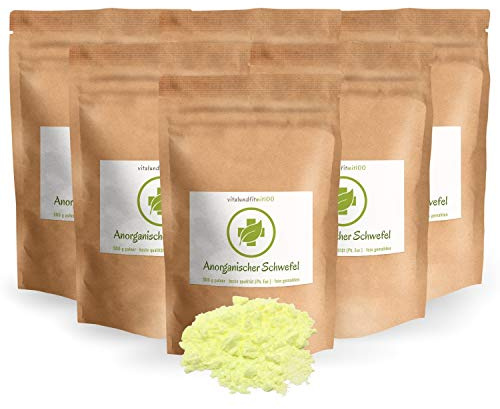 vitalundfitmit100 Anorganischer Schwefel Pulver 3 kg (6 x 500 g), 99,9% Ph. Eur., Sulfur