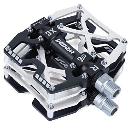 LYCAON Pédales pour Vélo, Pédale de vélo Antidérapante en Alliage d'aluminium CNC, 3 Pédales de Roulements pour BMX VTT 9/16 Pouces (Argent)