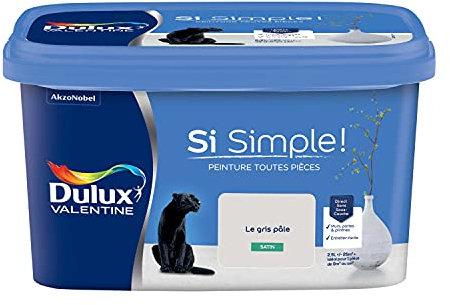 Dulux Valentine Peinture Si Simple Peinture Intérieure Toutes Pièces - Peinture Mur et Plafond, Porte et Plinthe - Couleur : Le Gris Pâle Satin - 2,5 L