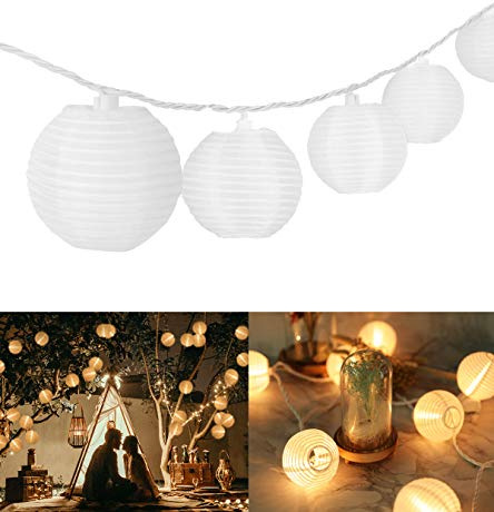 Mini Lantern Lights String Outdoor, TIGOMOOV 3 Inch Globe Lantern String Lights for Bedroom -20CT Connectable White Lights for Wedding Decorations, Patio,Porch,Window Decor