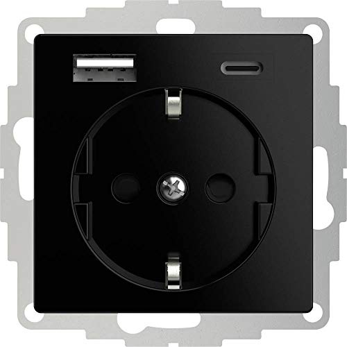 2USB - Einbau Steckdose - InCharge PRO - USB-A & USB-C 15 W/3 A Schnellladegerät - 32 mm Tiefe - 250 V - Energieeffizient - Weiß
