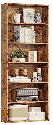 IRONCK Industrial Bookshelves and Bookcases Floor Standing 6 Shelf Display Storage Shelves 70 in Tall Bookcase Home Decor Furniture for Home Office, Living Room, Bed Room, Vintage Brown