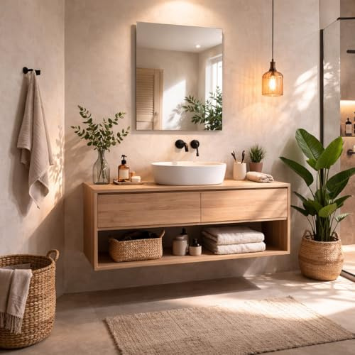 Baikal Miroir de Salle de Bain | 50x75cm | Miroir Rectangulaire | Plusieurs Dimensions Disponibles | Option avec et sans LED.
