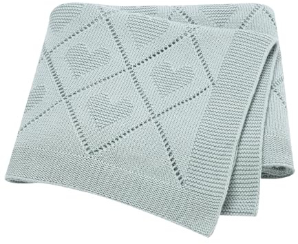 Hadetoto Manta de bebé 100% algodón, Manta Niños, Mantas para Cuna, Manta Celular - Azul Claro | Tejido suave, regalos esenciales para recién nacidos, ropa de cama ligera para guardería